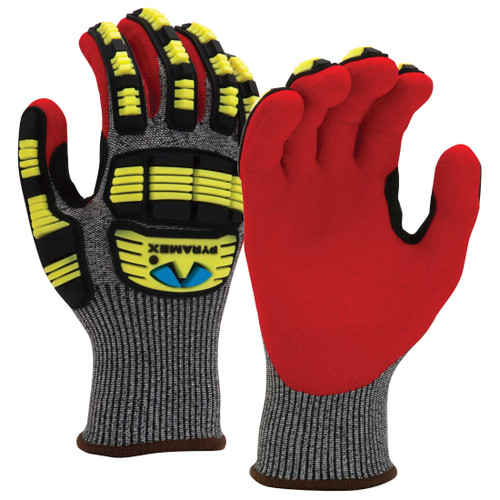 Pyramex GL609C TPR Back Of The Hand Protected Sandy Nitrile Work Gloves 