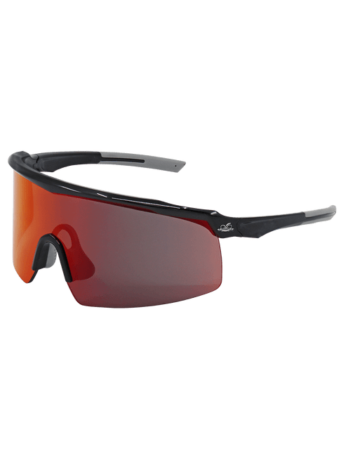 Whipray™BH32510PFT Red Mirror Performance Fog Technology Lens, Shiny Black Frame Safety Glasses - 1 Pair 