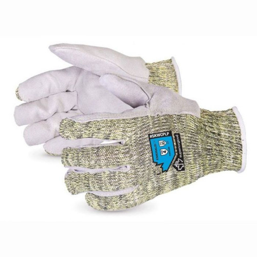 Superior Glove SKWCPLP- 7 Gauge (2XL) Kevlar Stainless Steel String Knit with Leather Palm (12 Pack)