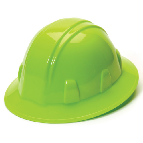 Pyramex HP24141 SL Series Full Brim Hard Hat - 4-Point Ratchet Suspension - Hi-Viz Lime