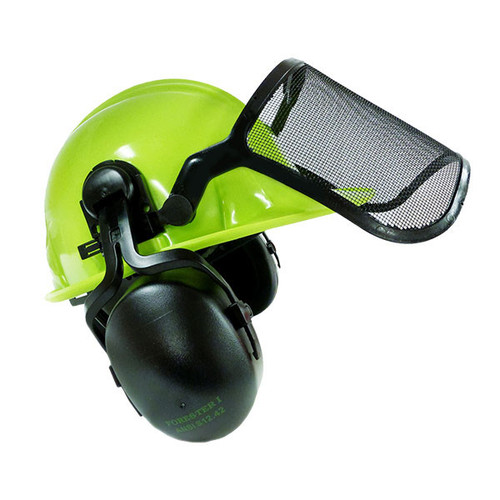 Pyramex Loggers Combo Helmet with Face Shield and Earmuffs NRR 27