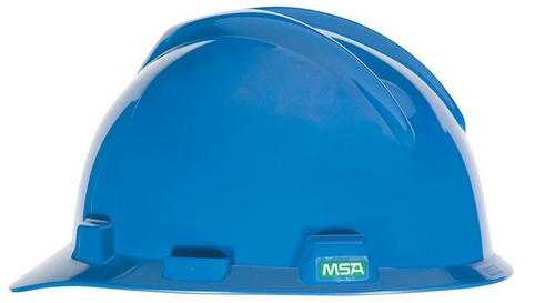 MSA 475359 V Gard, Polyethylene Cap-Style Hard Hat Blue w/ Fas-Trac III Ratchet Suspension,  Type 1 Class E