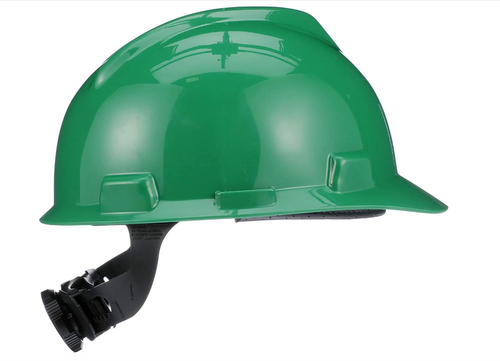 MSA Safety 475362 Green V-Gard Hard Hat, Polyethylene, 4-Point Fast-Trac Ratchet Suspension