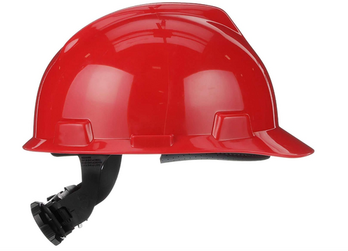MSA Safety 475363 Red V-Gard Hard Hat, Polyethylene, 4-Point Fast-Trac Ratchet Suspension
