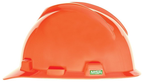 MSA Safety 475361 V Gard, Polyethylene Cap-Style Hard Hat Orange w/ Fas-Trac III Ratchet Suspension, Type 1 Class E