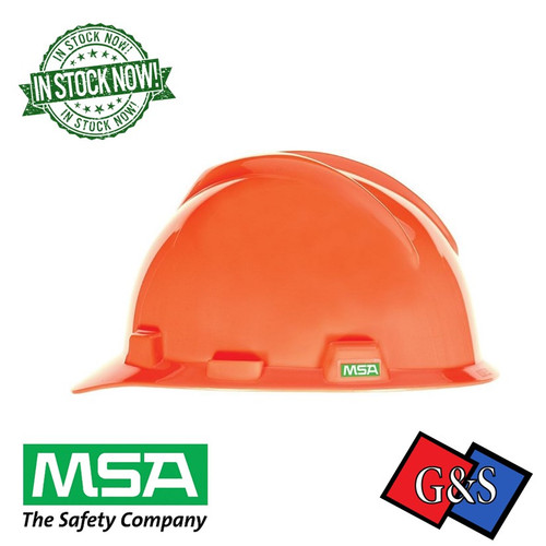 MSA Safety 475361 V Gard, Polyethylene Cap-Style Hard Hat Orange w/ Fas-Trac III Ratchet Suspension, Type 1 Class E