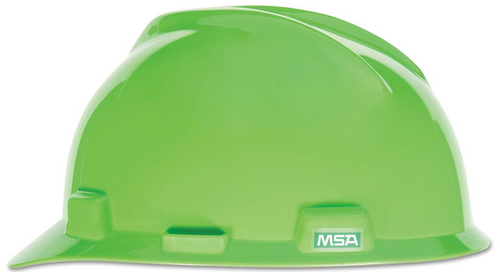 MSA 10061512 V Gard, Polyethylene Cap-Style Hard Hat Hi-Vis Lime w/ Fas-Trac III Ratchet Suspension,  Type 1 Class E