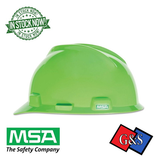 MSA 10061512 V Gard, Polyethylene Cap-Style Hard Hat Hi-Vis Lime w/ Fas-Trac III Ratchet Suspension,  Type 1 Class E