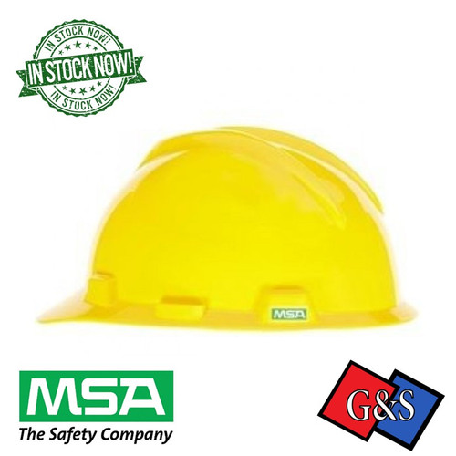 MSA Safety 475360 V Gard, Polyethylene Cap-Style Hard Hat Yellow w/ Fas-Trac III Ratchet Suspension,  Type 1 Class E