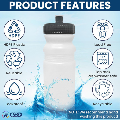  20 Oz Sports Water Bottles, 6 Pack, Reusable No BPA