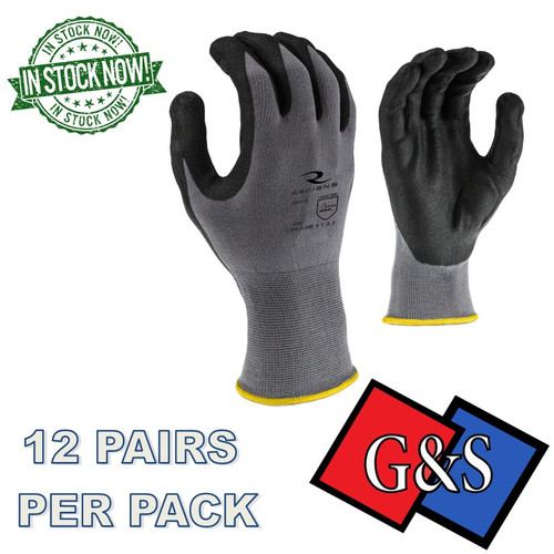 Radians RWG13 Nylon Shell Foam Nitrile Gripper Glove (12 PAIRS)