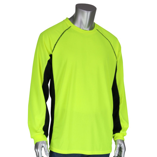 PIP 302-V100 Non-ANSI Long Sleeve Safety T-Shirt w/ Built-In Insect Repellent - Yellow/Lime