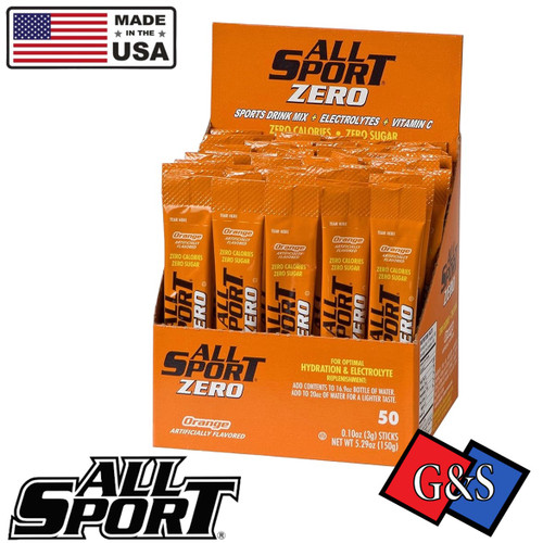 All Sport (Orange) Powder Hydration Stick, Performance Electrolyte Drink Mix, Sugar Free, 2x Potassium, 50 Count