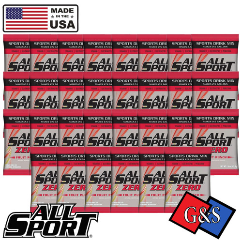 All Sport Zero (Fruit Punch) Electrolyte Sport Drink Mix, Sugar Free, 2.5 Gallons, 30 Ct. Variety Pack