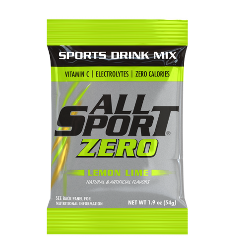 All Sport Zero (LEMON LIME) Electrolyte Sport Drink Mix, Sugar Free, 1.9OZ Bag Yields 2.5 Gallons, 30 Ct. 