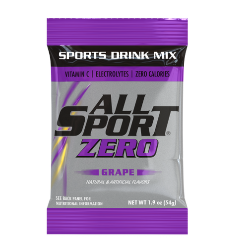 All Sport Zero (Grape Zero) Electrolyte Sport Drink Mix, Sugar Free, 1.9OZ Bag Yields 2.5 Gallons, 30 Ct.