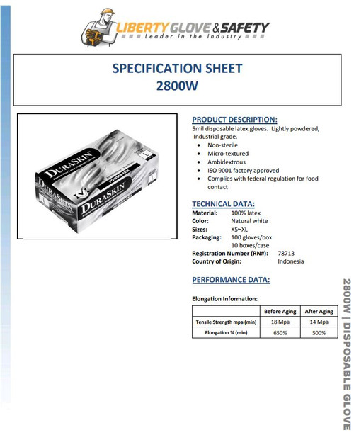 Duraskin 5 mil Industrial Grade Powdered Latex Exam Gloves