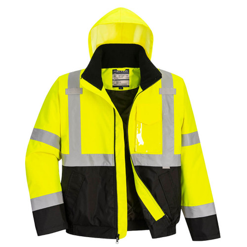 Portwest® Hi-Vis Contrast Winter Bomber Jacket Yellow/Black Tall