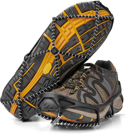 Yaktrax Walk Traction Cleats - 360-Degree Grip on Snow, Ice, & Multi-terrain Surfaces - Elastic Outer Band w/ Easy-On/Off Heel Tab & 1.2mm Zinc-coated Steel Coils -Unisex