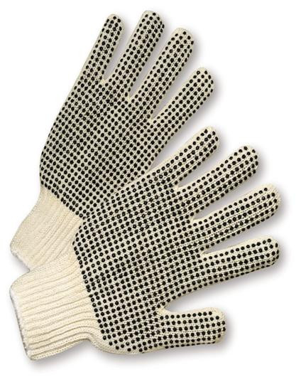 Two Sided PVC Palm Dotted (Men's) String Knit Gloves (1 DOZEN)