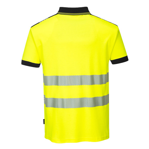 Portwest® PW3 Hi-Vis Cotton Comfort Short Sleeve Polo Shirt - Yellow/Black