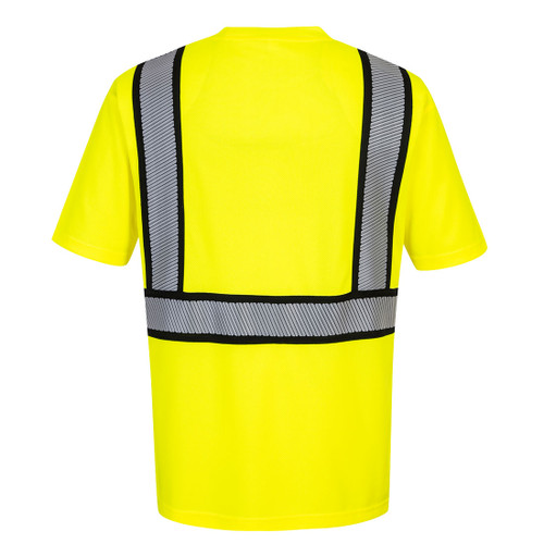 Portwest® S395 Detroit Hi-Vis Contrast Tape Short Sleeve T-Shirt - Yellow/Black