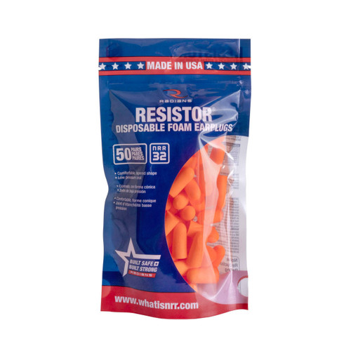 Radians Resistor® 32 Foam Earplugs - 50 Pair Bag - Uncorded