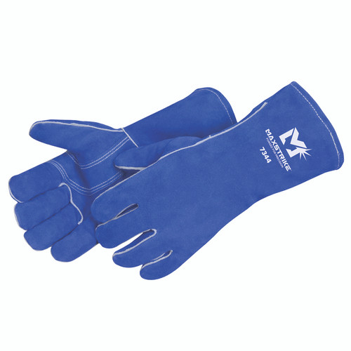 Liberty Safety Maxstrike Blue Leather Premium Side Split Cowhide Welder Gloves 