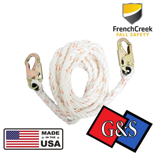 French Creek 410-50  Vertical Lifeline w/ Hook Ends - 50 ft