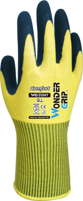 Bellingham WG310HV Wonder Grip Hi-Vis Extra Grip Natural Rubber Palm Gloves