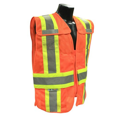 Radians SV24-2ZOM Class 2 Breakaway Two-Tone Safety Vest with Zip-N-Rip- Orange