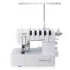 Brother CV3550 cover stitch machine front view showing threading guides and free arm design