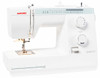 Janome Sewist 721 sewing machine shown from a three-quarter angle, highlighting the free arm and top-loading bobbin area