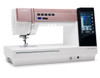 Janome MC9410 QC shown from the left side, displaying the machine profile, arm clearance, and 11-inch workspace to the right of the needle