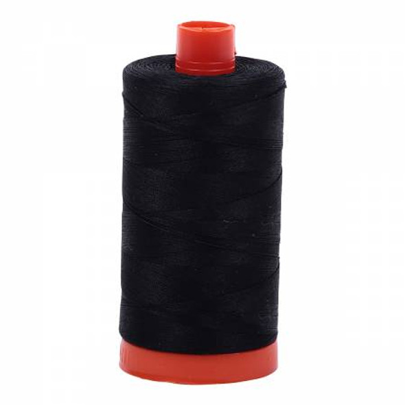 Black Aurifil Mako Cotton Thread 50wt 1422yd