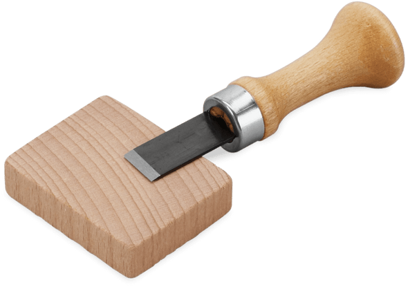 Bernina buttonhole chisel and wood block for making professional buttonholes