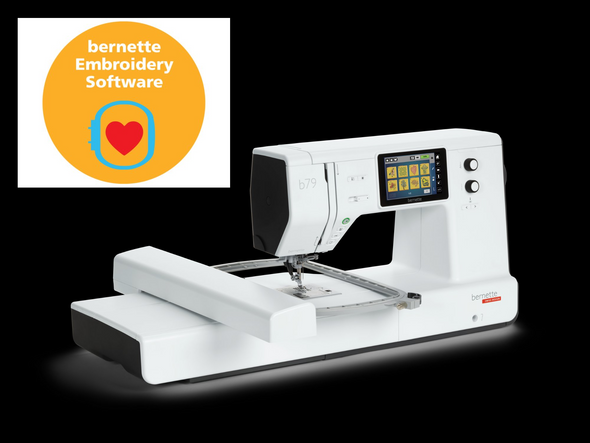 bernette b79 embroidery machine with bernette Embroidery Software logo