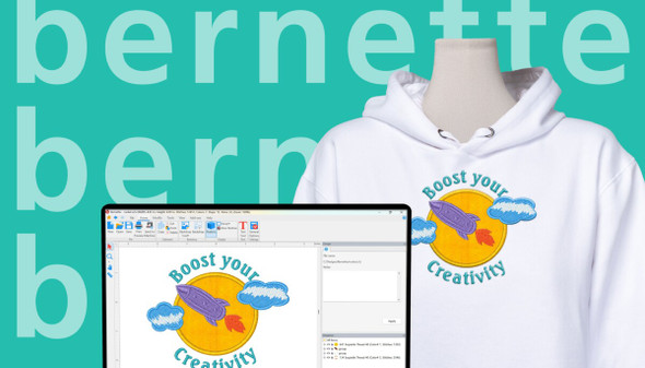 Sewing Room / Laptop + Hoodie
Design custom embroidery from your sewing room with bernette Embroidery Software. See your creations come to life — from screen to stitch.