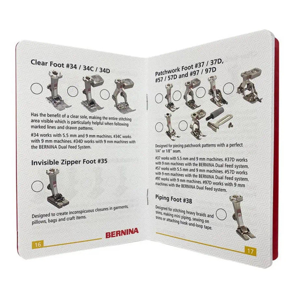 Quick reference guide for each Bernina Foot