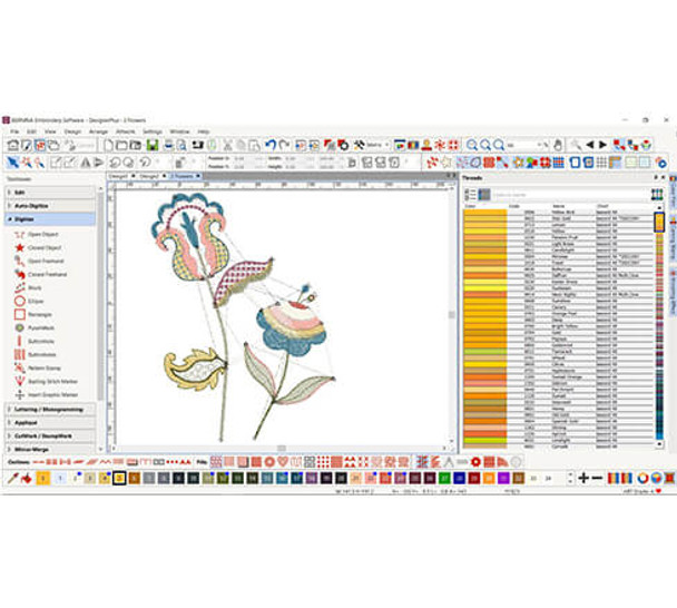 Bernina Embroidery Software user interface creating a flower
