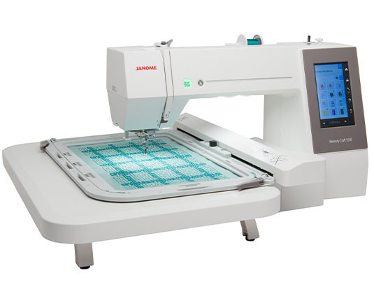 Janome 550, compare to the Elna 830L with table side view