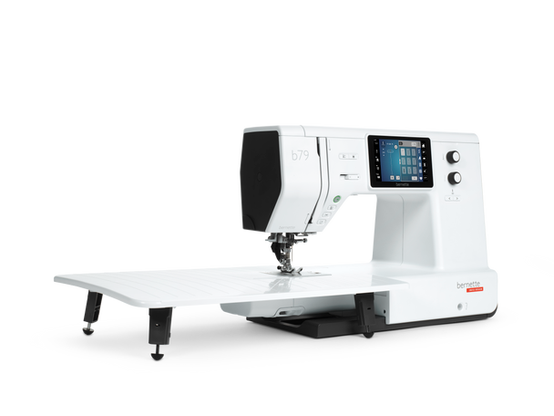 bernette b79 sewing and embroidery machine with extension table on black background
