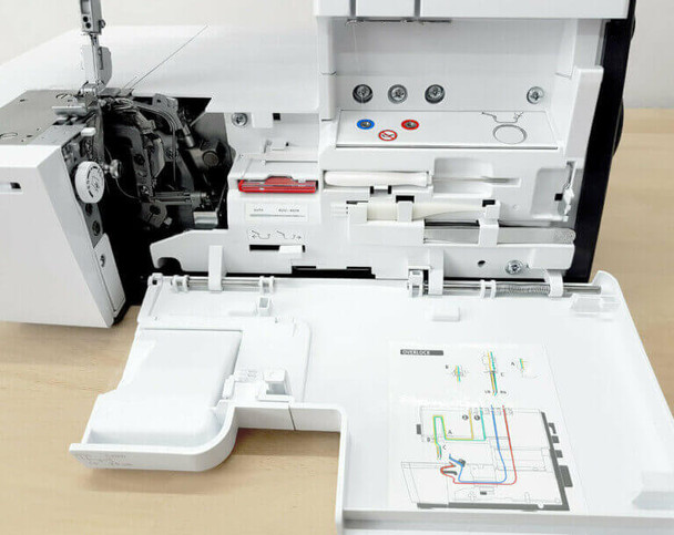 Bernette b62 coverstitch serger with looper cover open