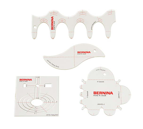 Bernina curves and clams ruler kit with nested mini ovals, clamshell, squiggle, and s-curve