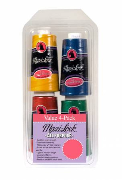 Maxi-Lock All Purpose Thread Set 4pk Lt Bright Colors