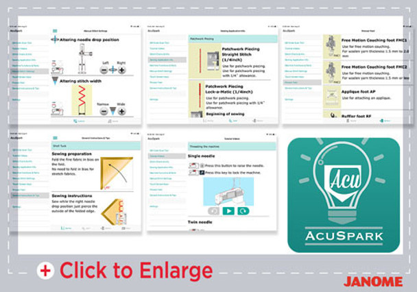 AcuSpark smartphone instructions to make sewing easier