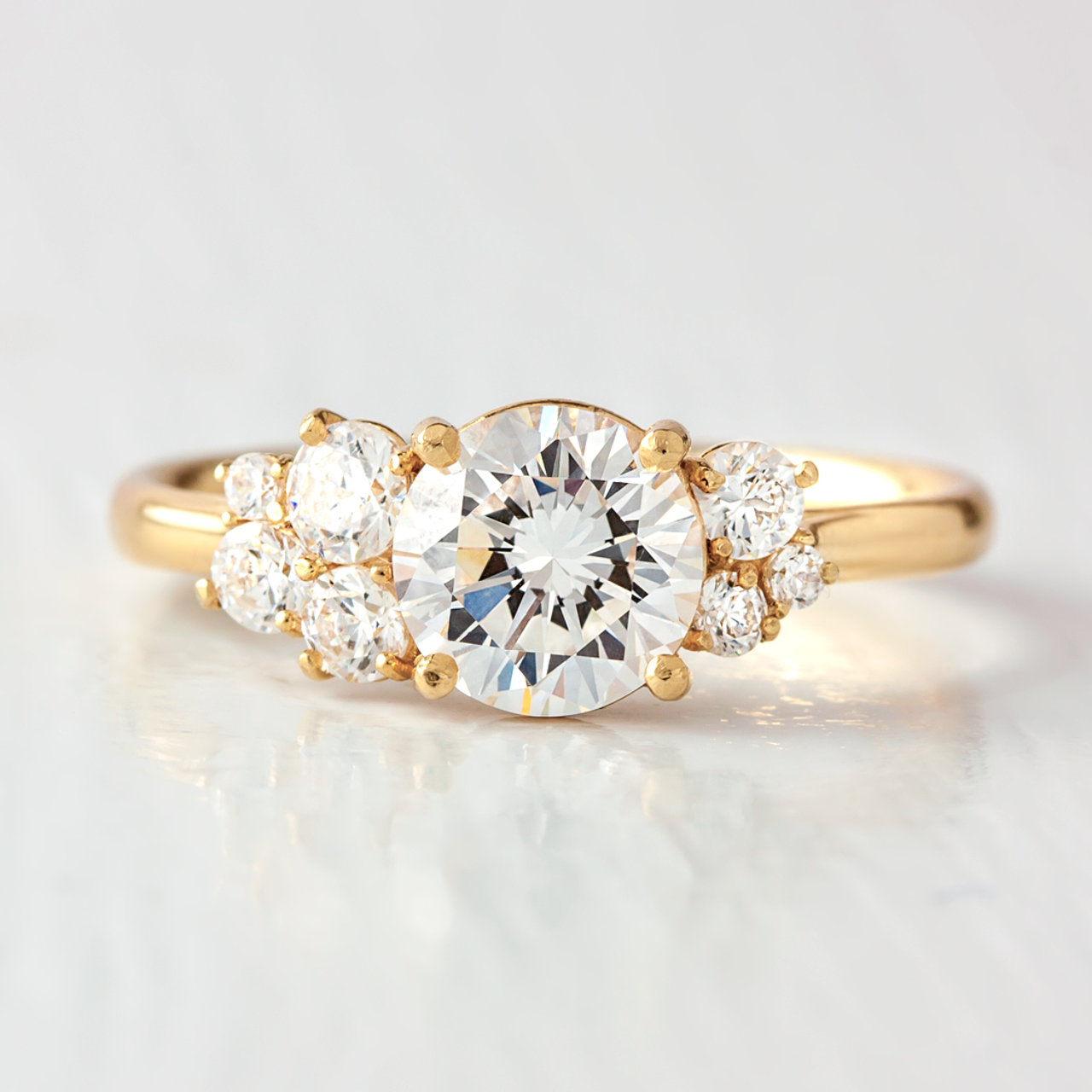 Cluster Engagement Ring White Diamonds, Unique Engagement Ring,  Yellow/rose/white Gold Delicate Engagement Ring, Minimalist Engagement Ring  -  Canada