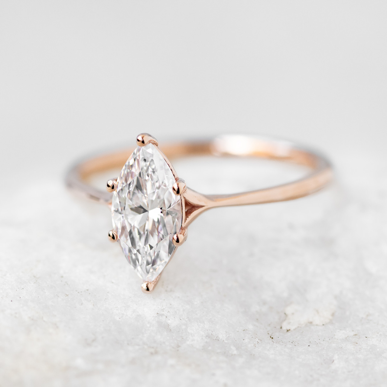 Unique Engagement Ring for Women With Marquise Cut Diamond and