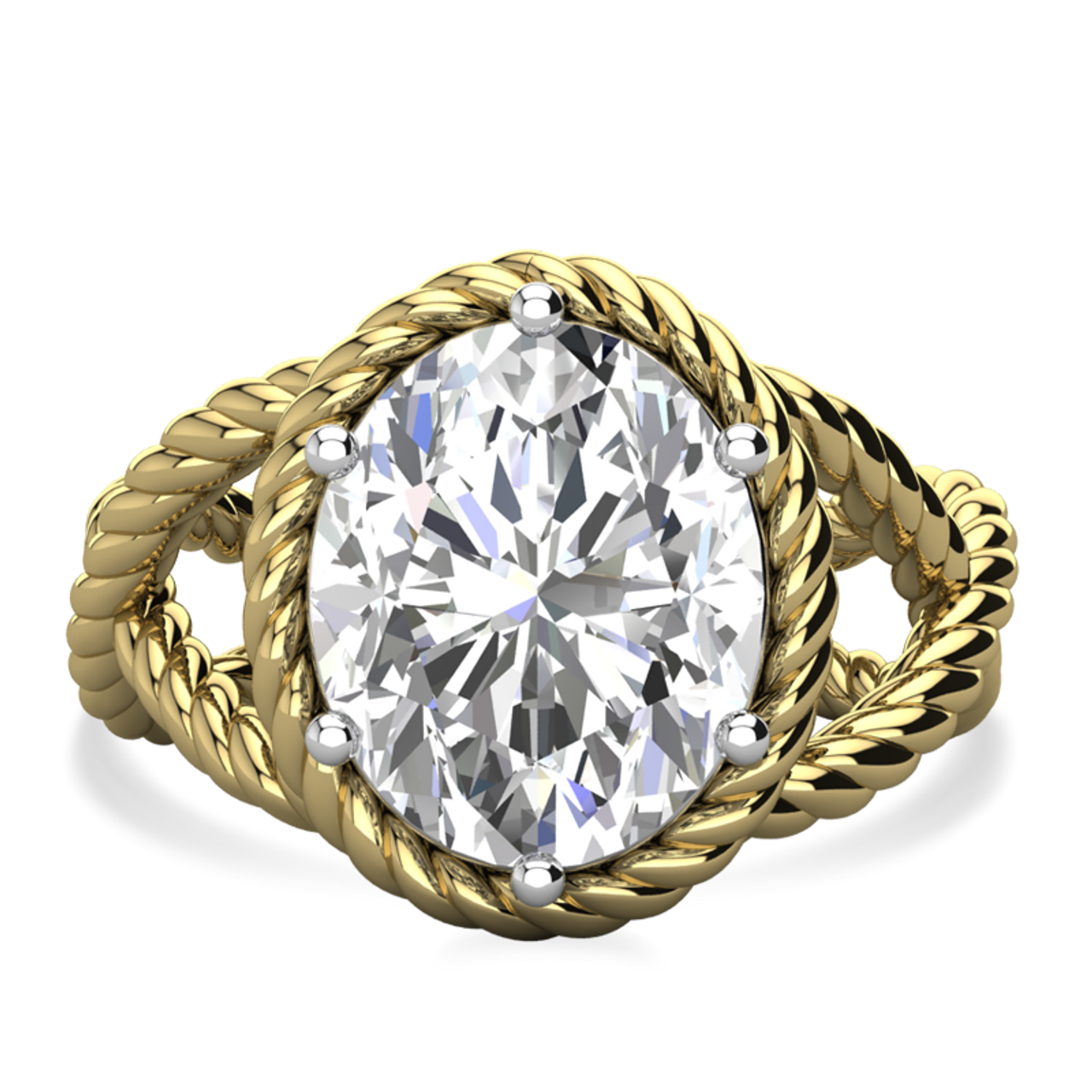 Hand Twisted 14k Cable Rope Engagement Ring Moissanite – mondi.nyc