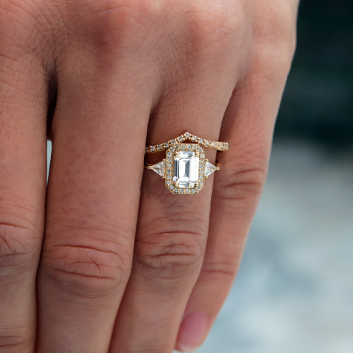Francis ~ Emerald Cut Halo Ring